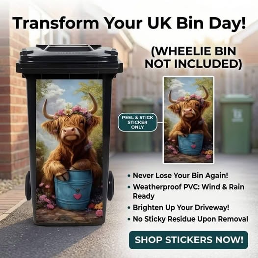 ⚡ Creative Trash Can Sticker with Colourful Cartoon
