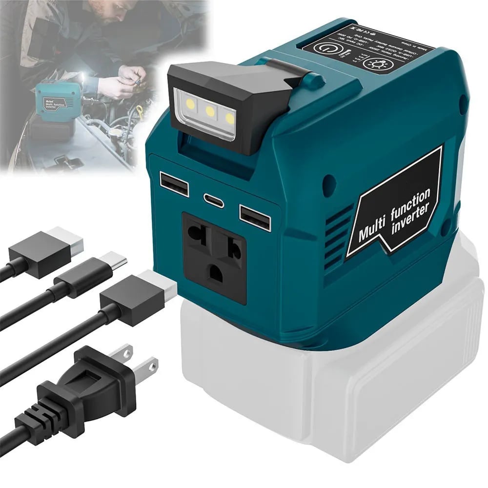 ⚡ 250W Portable Power Inverter – Turn 18V–21V Tool Batteries Into 220V AC Power 🔋