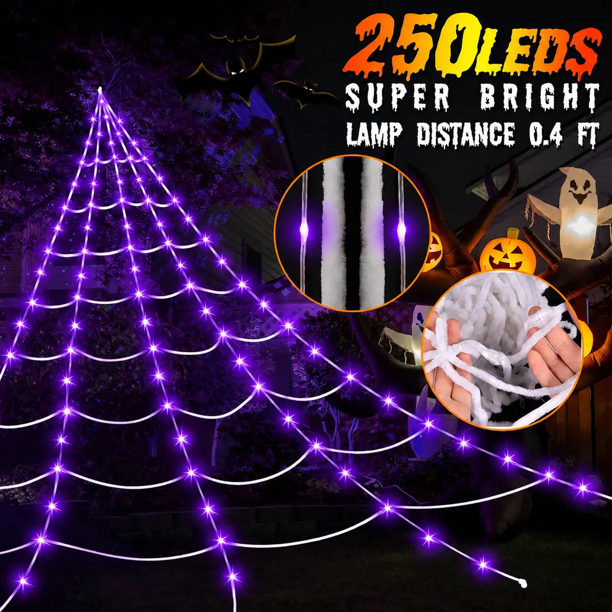 🎃 🕷️Halloween Hot Sellers 👻Halloween glowing spider web lights--🥰