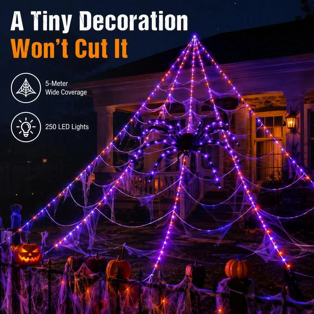 Oversized Halloween Spider Web Lights – 5M