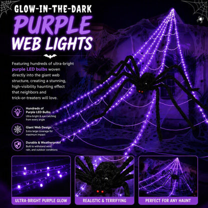 🎃 🕷️Halloween Hot Sellers 👻Halloween glowing spider web lights--🥰