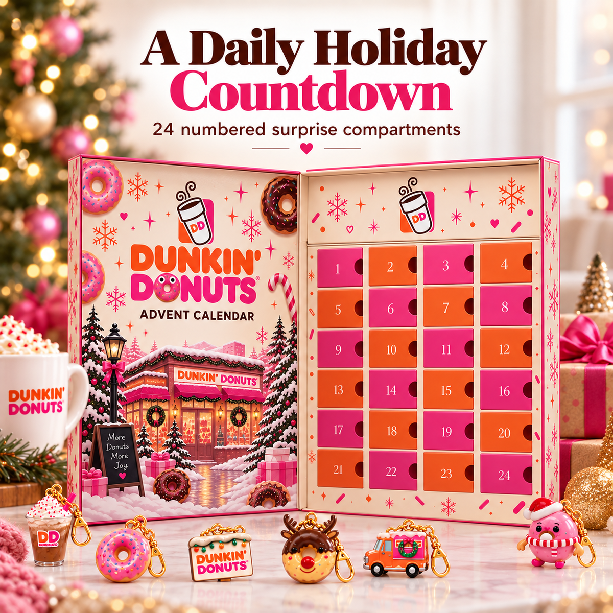🔥Last Day 50% OFF🍩 Dunkin’ Donuts 24-Day Christmas Advent Calendar – Collectible Countdown Gift For Donut Lovers