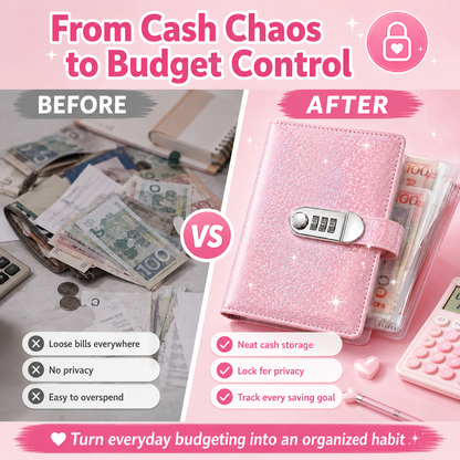 💰 Lockable Cash Savings Binder with 100 Pages