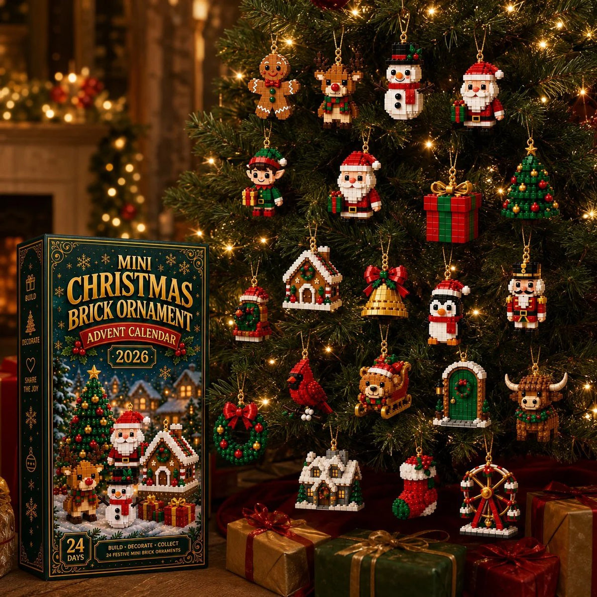 ⏳ Last day to save 50% – 🎄 24-Day Mini Christmas Ornament Advent Calendar | buildable designs with hanging loops 🧱