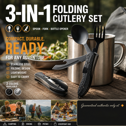 🎉Surprise 50% off！🏕️Must-have for outdoor trips 🍴🥄4-In-1 Outdoor Folding Multifunctional Tableware