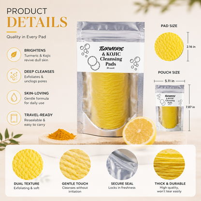 🔥 Natural Turmeric & Kojic Acid Gentle Face Cleansing Pads🔥
