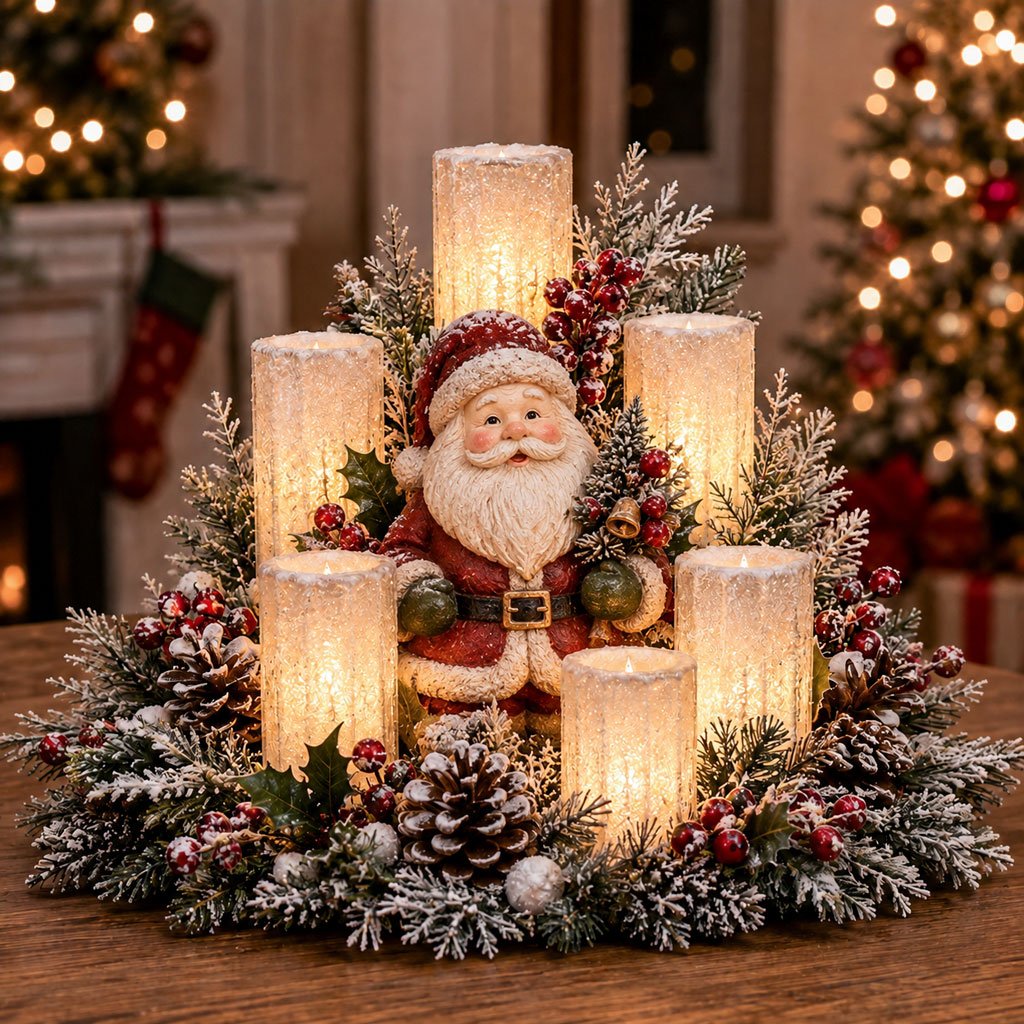 ✨🎄2026- Christmas Candlelight Centerpiece with Warm Flameless Glow ✨