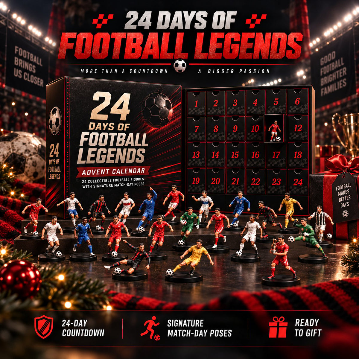 ✨🏆24 Days of Football Legends Advent Calendar | 24 Collectible Player Figures