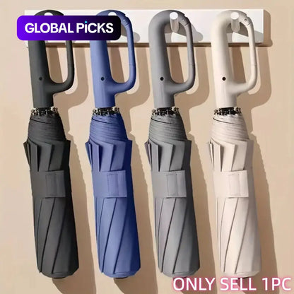 🌂 Automatic Folding Umbrella – Windproof, Waterproof, Portable with Loop Buckle