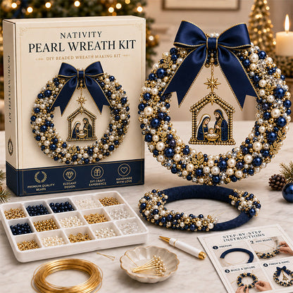 🎄✨ DIY Christmas Pearl Wreath Kit – Handmade Beaded Holiday Door Décor 💎🎀