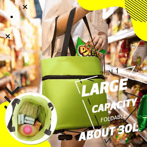 🛒2-in-1 Foldable Shopping Trolley – Sturdy Shopping Bag on Wheels for Supermarket, Market & Travel