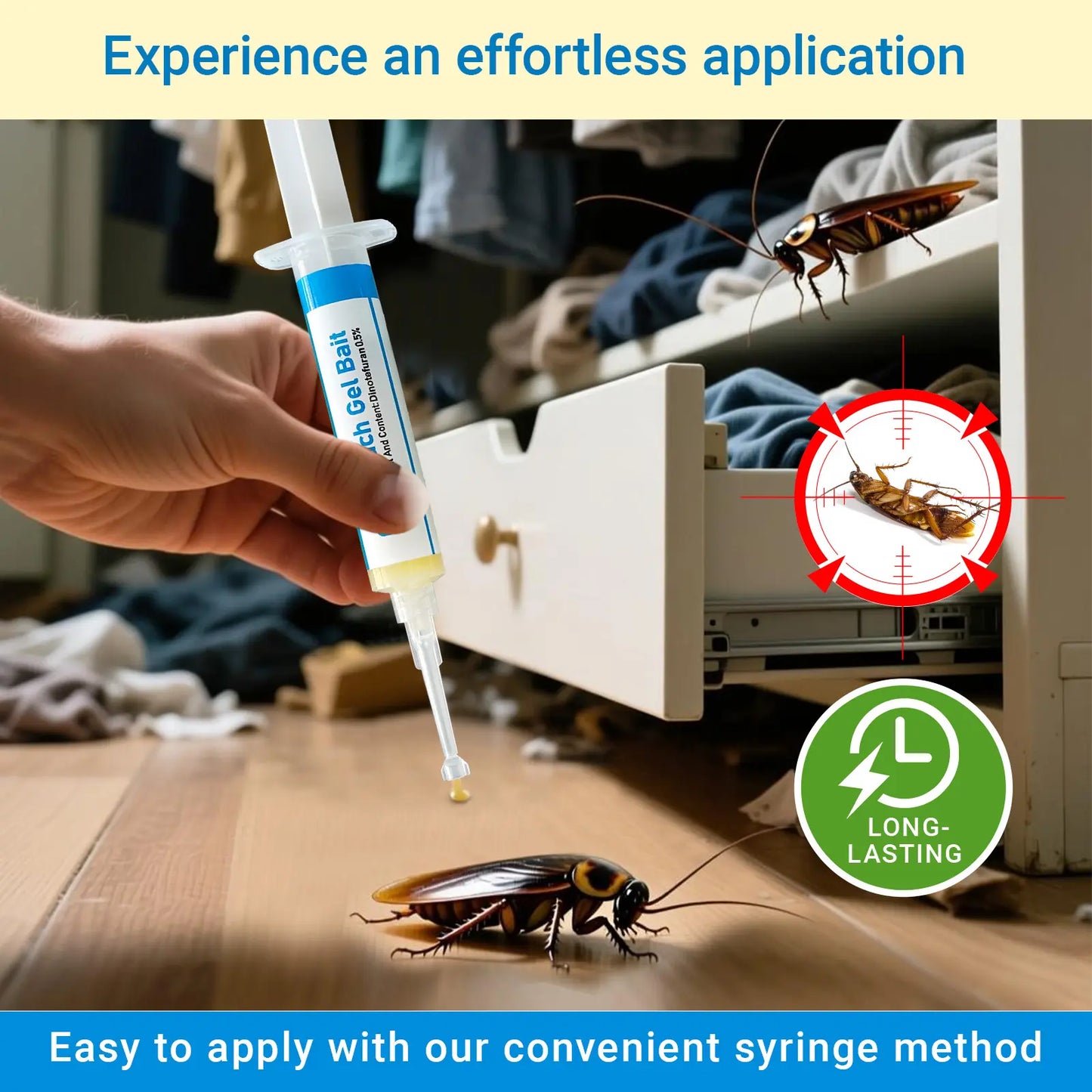 🪳 Gel Bait Injector – 2-Pack Roach Killer for Kitchens & Bathrooms