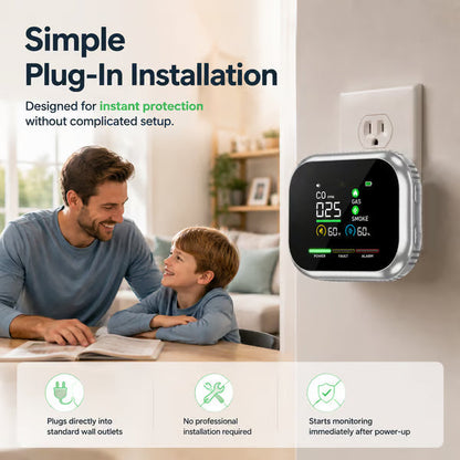 🛡️ Smart 6-in-1 Gas Detector – CO Smoke & Gas Leak Alarm With LCD Display