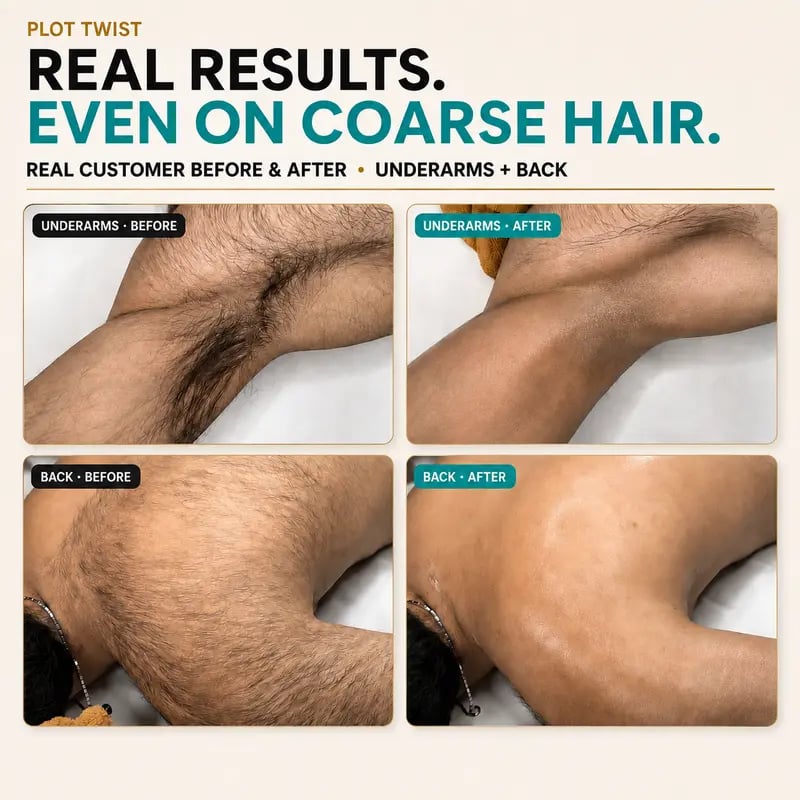 🧴✨ Plot Twist Fast-Acting Body Hair Removal Cream | Sensitive Skin Formula with Silicone Pebble Remover
