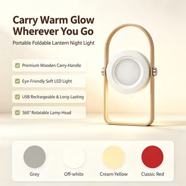 💡Portable Fold‑able Lantern Night Light | USB Rechargeable Bedside Ambient Lamp
