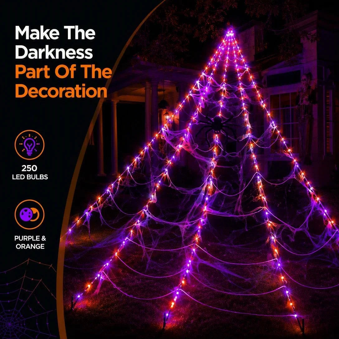 Oversized Halloween Spider Web Lights – 5M