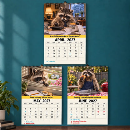 Trash Panda Energy 2027 Wall Calendar – Funny Raccoons & Everyday Chaos