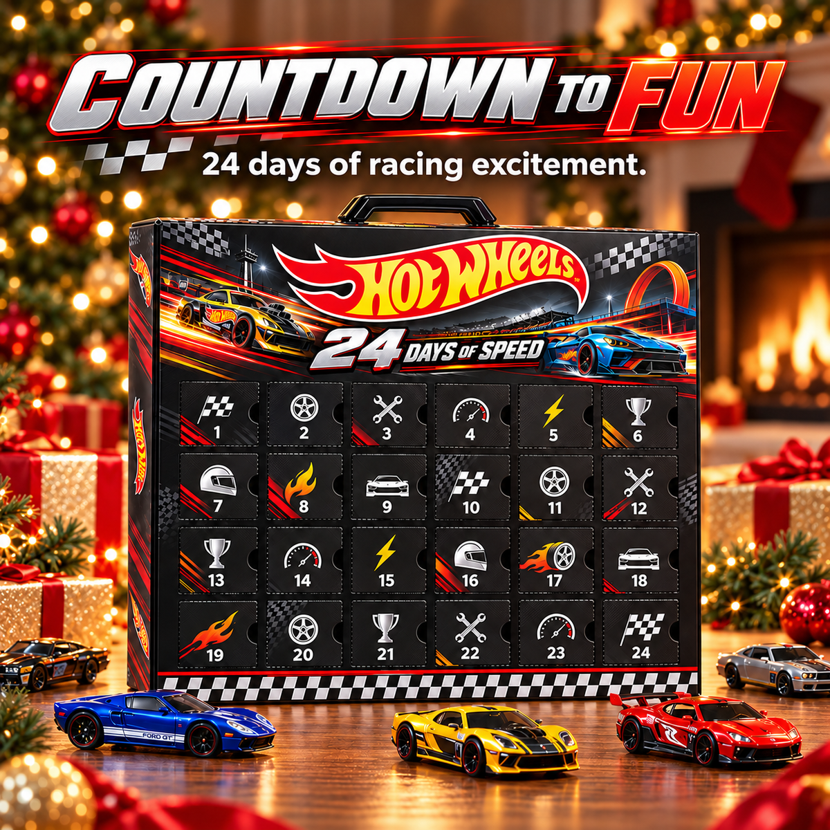 🔥24-Day Toy Car Advent Calendar – Christmas Surprise Gifts for Boys & Car Collectors