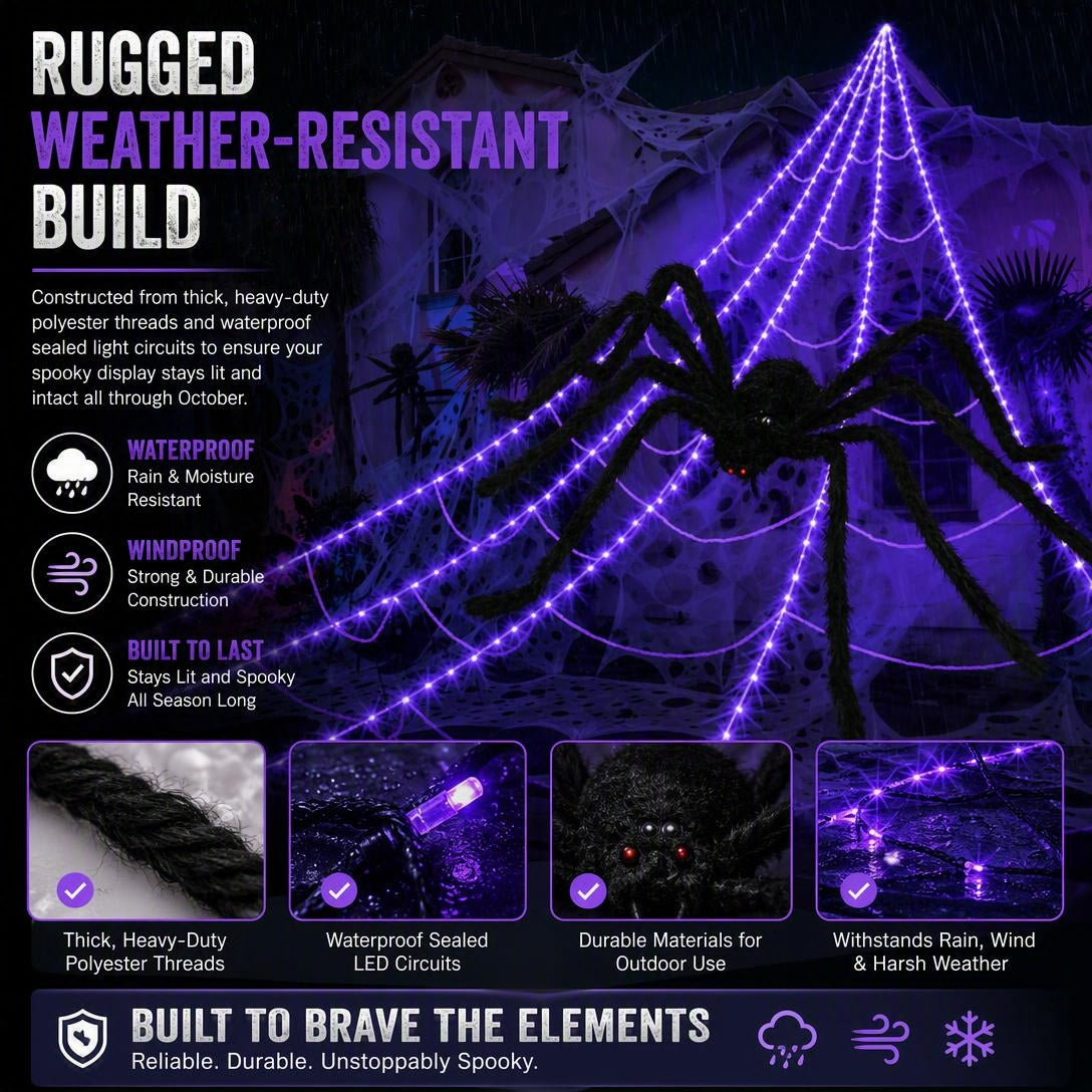 🎃 🕷️Halloween Hot Sellers 👻Halloween glowing spider web lights--🥰