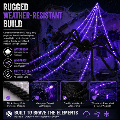 🎃 🕷️Halloween Hot Sellers 👻Halloween glowing spider web lights--🥰