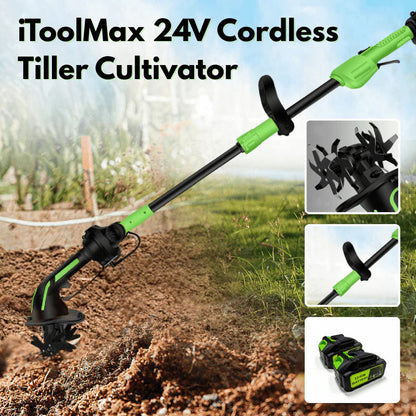Arviennes™ Multifunctional 2-in-1 Cordless Tiller & Cultivator with Telescopic Pole