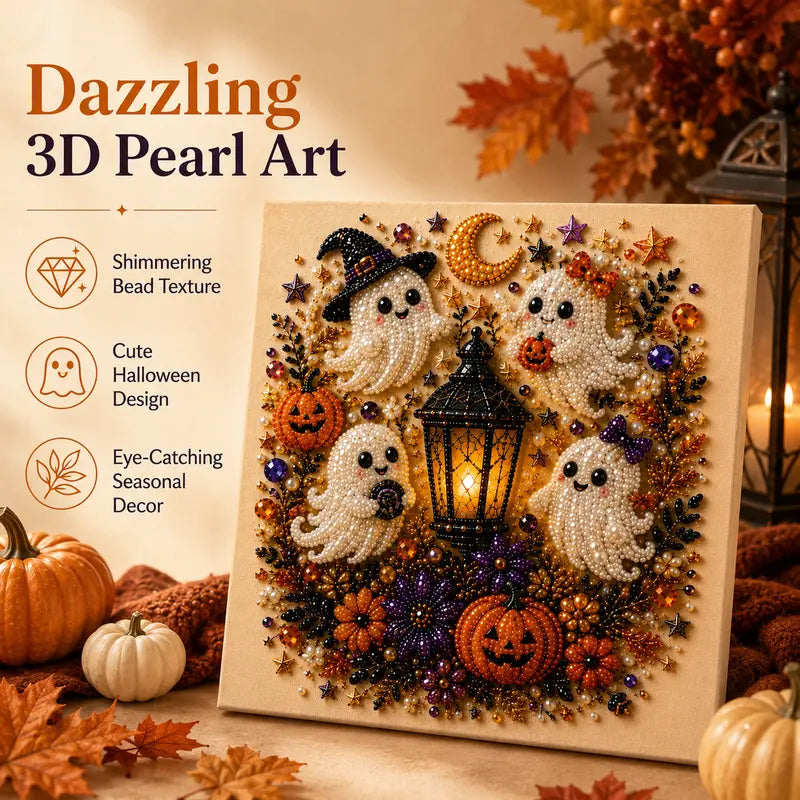 🧙🏼‍♀️Spooky-Cute Ghost Pearl Art DIY Kit – 8" × 8" Halloween Diamond Painting