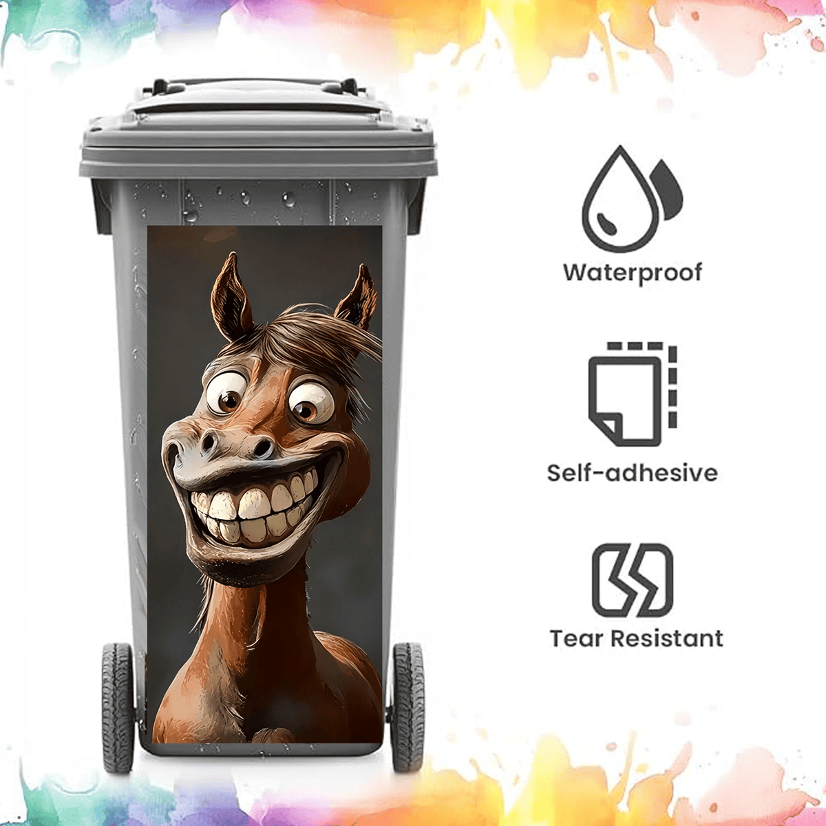 ⚡ Creative Trash Can Sticker with Colourful Cartoon