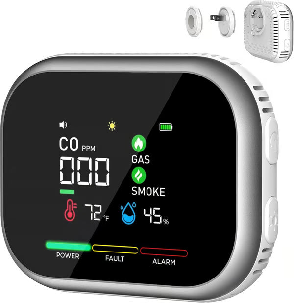 🛡️ Smart 6-in-1 Gas Detector – CO Smoke & Gas Leak Alarm With LCD Display