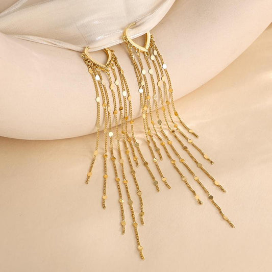✨Limited Time 50% Off✨14K Gold Plated Long Tassel Earrings for Women