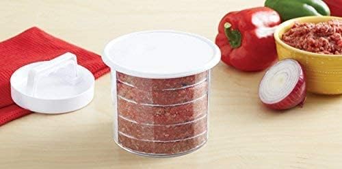 🍔 Hamburger Press Patty Maker - Non-Stick Burger Mold Shaper with Freezer Storage Container - 12-Piece Set with 8-Layer Plastic Discs for BBQ Grill.