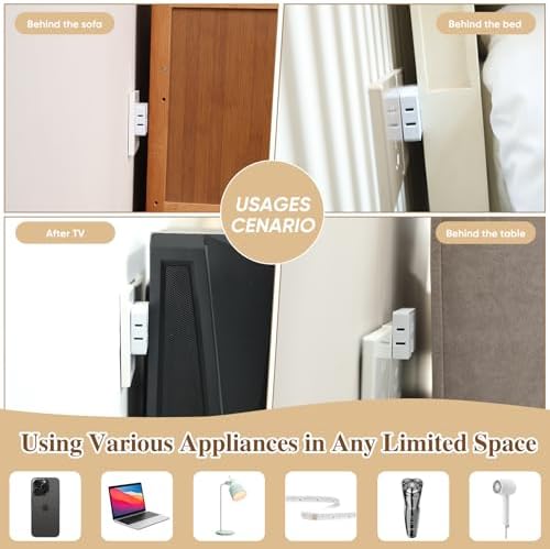 🔌2 Pack 3 Way Flat Wall Outlet Extender Adapter