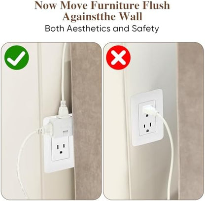 🔌2 Pack 3 Way Flat Wall Outlet Extender Adapter
