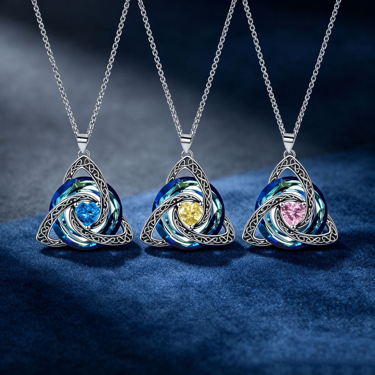 ✨❤️‍🔥 Birthstone Celtic Trinity Knot Necklace – Meaningful Irish Knot Pendant for Women, Anniversary & Birthday Gift