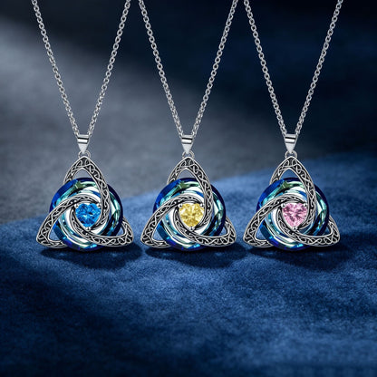 ✨❤️‍🔥 Birthstone Celtic Trinity Knot Necklace – Meaningful Irish Knot Pendant for Women, Anniversary & Birthday Gift