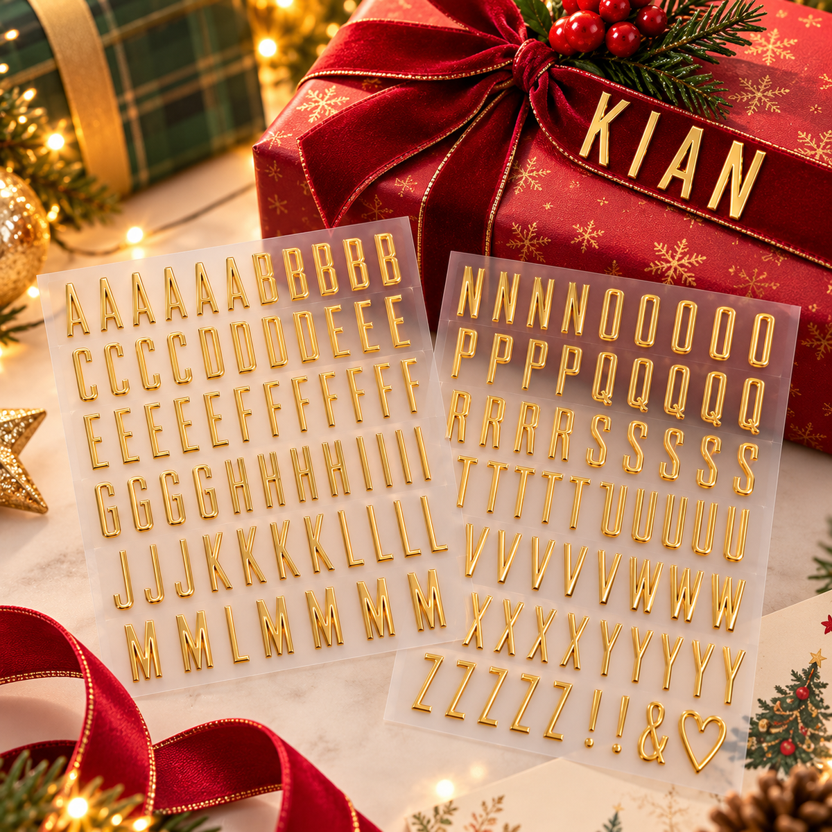 🎁✨ Personalized Gold Alphabet Stickers – Make Every Gift Extra Special!