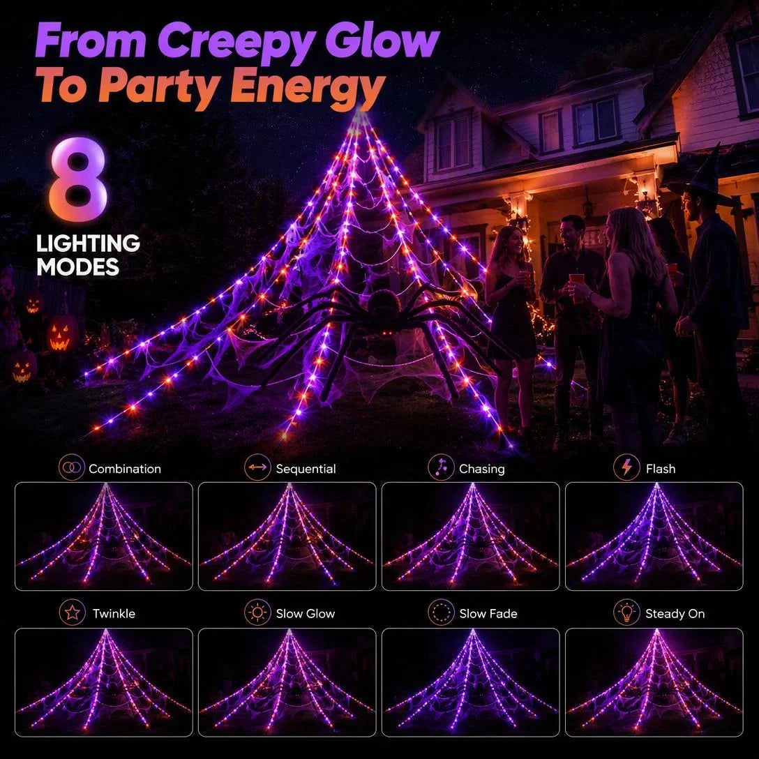 Oversized Halloween Spider Web Lights – 5M