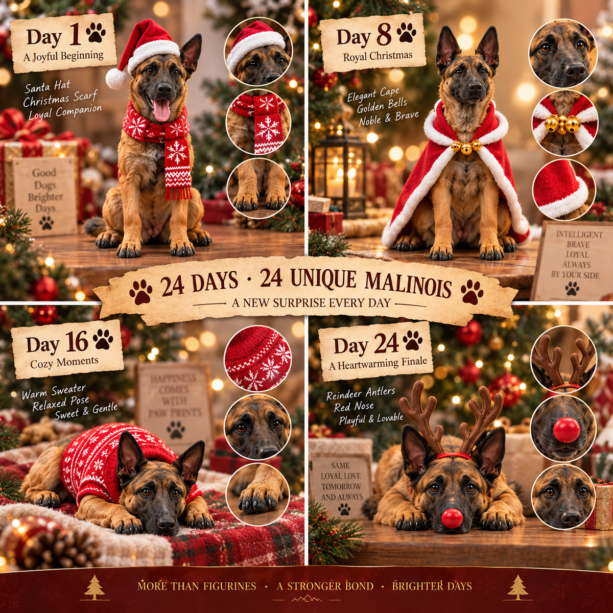 🎁🐕24 Days of Belgian Malinois Joy — 24 Unique Collectible Figurines🎉
