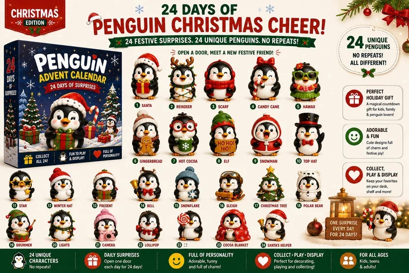 🎁🐧 24 Days of Penguin Surprises Advent Calendar – 24 Unique Penguins, 3 Fun Editions
