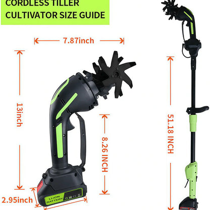 Arviennes™ Multifunctional 2-in-1 Cordless Tiller & Cultivator with Telescopic Pole