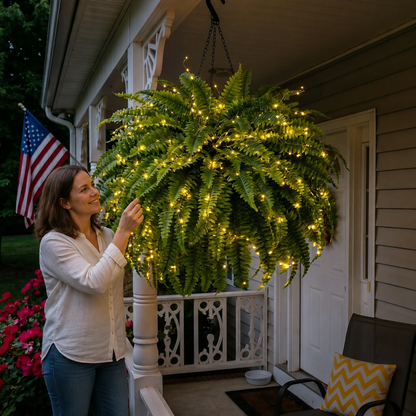 ⚡Glowing Boston Fern with Lights - No watering, No fading