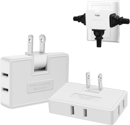 🔌2 Pack 3 Way Flat Wall Outlet Extender Adapter