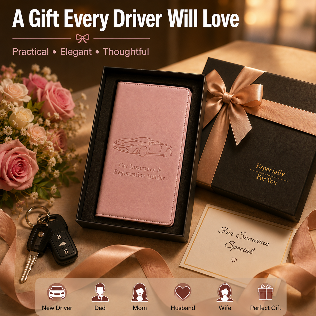 🚗 Car Registration & Insurance Document Holder | Premium PU Leather Organizer
