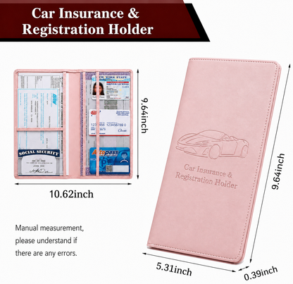 🚗 Car Registration & Insurance Document Holder | Premium PU Leather Organizer