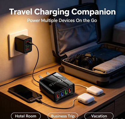 Four-Port Travel Charger for Extended Phone Battery Life