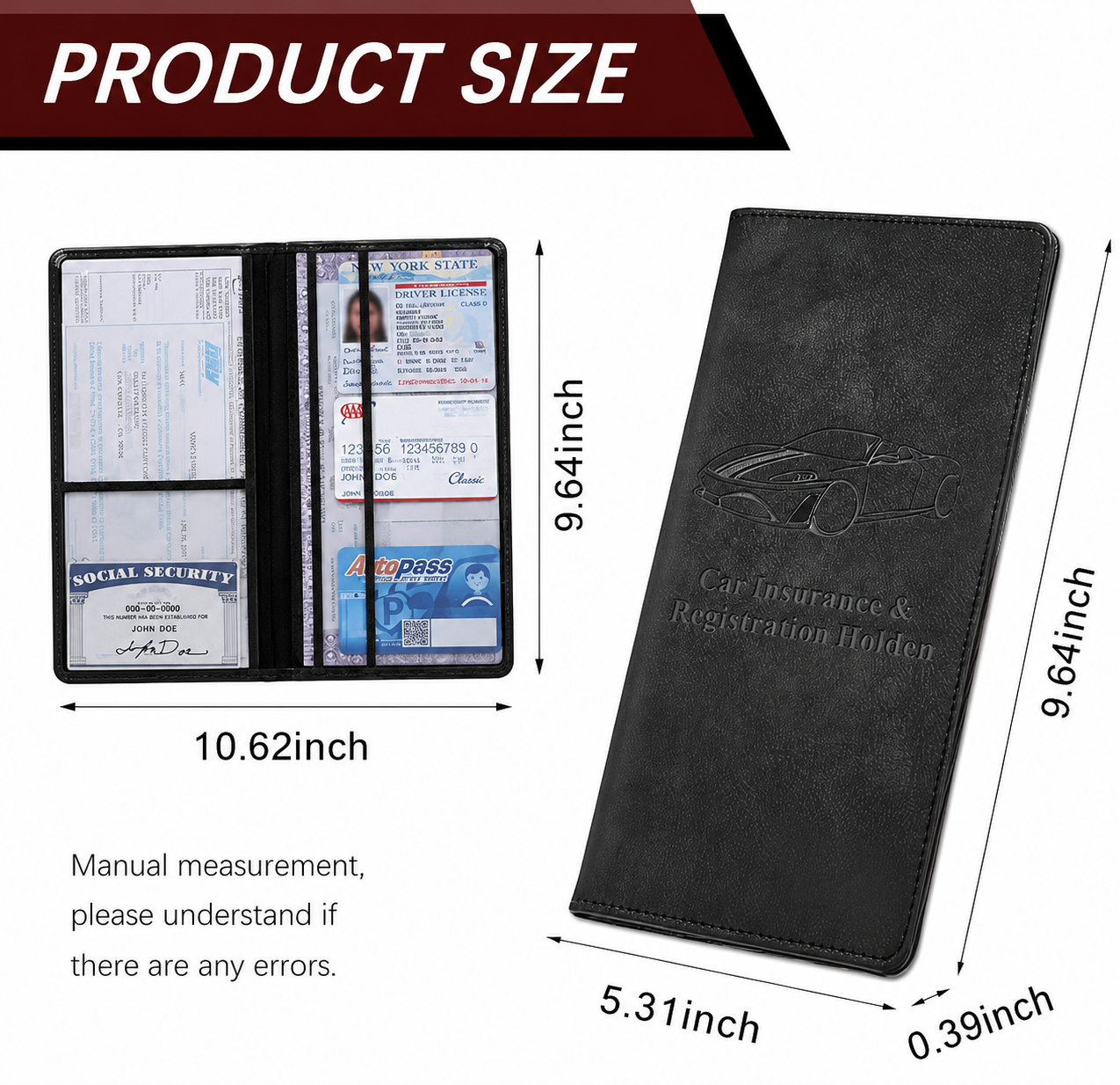 🚗 Car Registration & Insurance Document Holder | Premium PU Leather Organizer