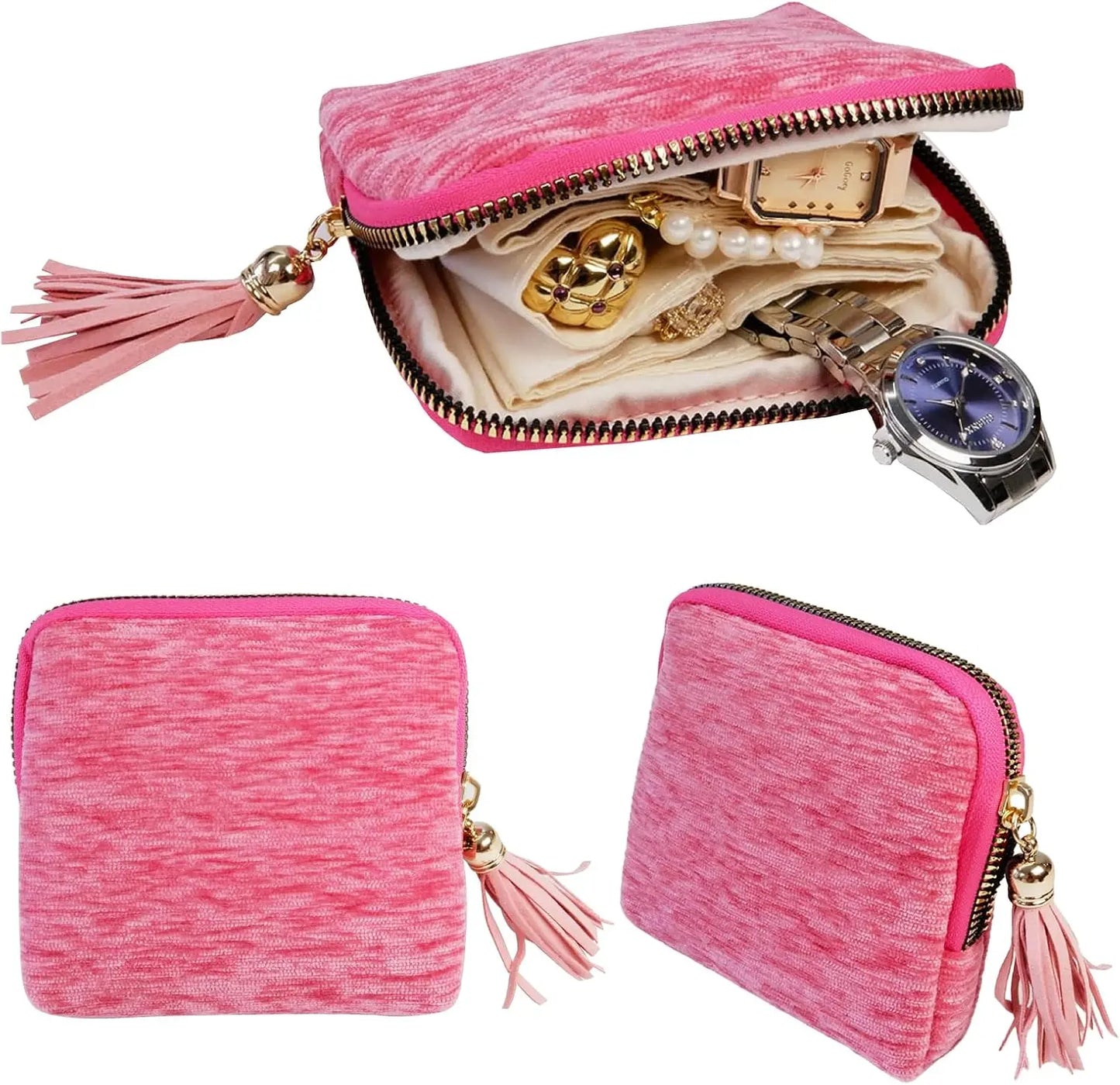 Travel Jewelry Bag Organizer with Tassel Zipper