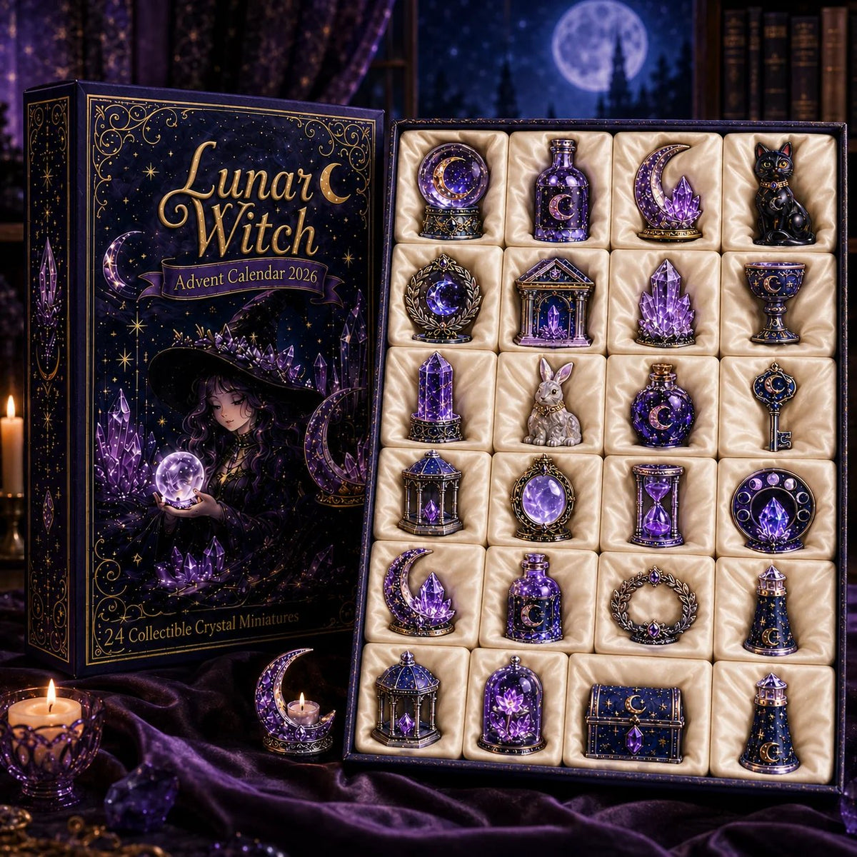 🏆Limited Time Sale 49% OFF🎄🔮Lunar Witch Advent Calendar 2026 – 24 Enchanted Crystal Miniatures for a Magical Moonlit Countdown