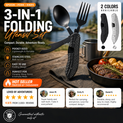 🎉Surprise 50% off！🏕️Must-have for outdoor trips 🍴🥄4-In-1 Outdoor Folding Multifunctional Tableware