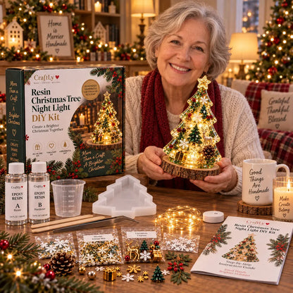 🎄Beginner-Friendly Resin Christmas Tree Night Light DIY Kit✨