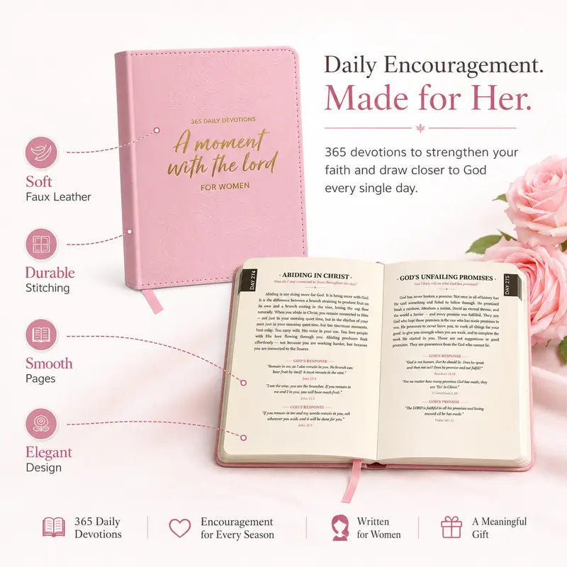 🔥LAST DAY 49% OFF -365 Daily Devotional Journal for Women 🤍 | A Moment With God Every Day